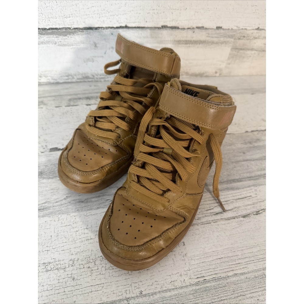 Nike Court Borough Mid 2 Wheat Kids Youth Size 5Y Basketball Sneaker Shoe
